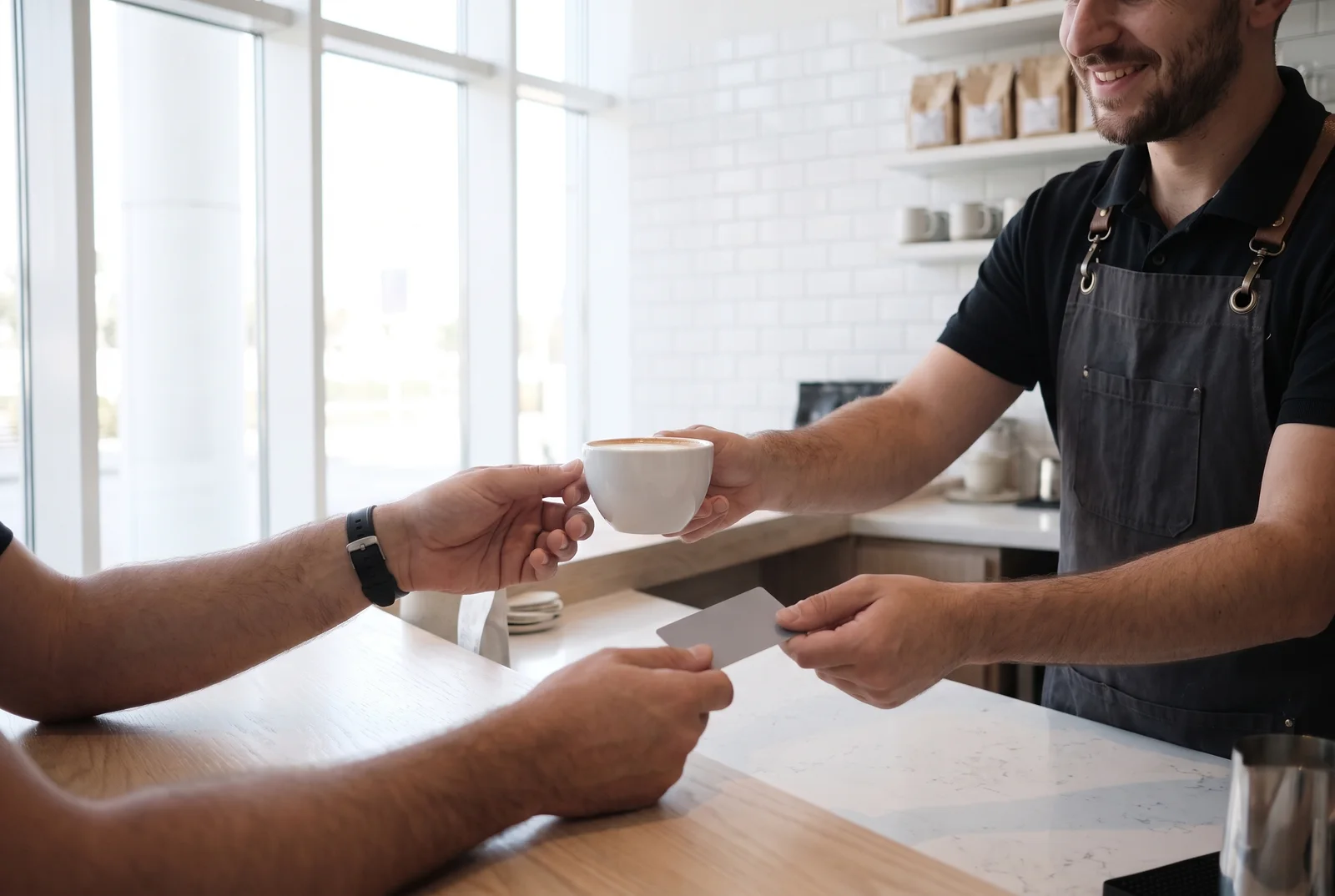 A cafe counter with regulars